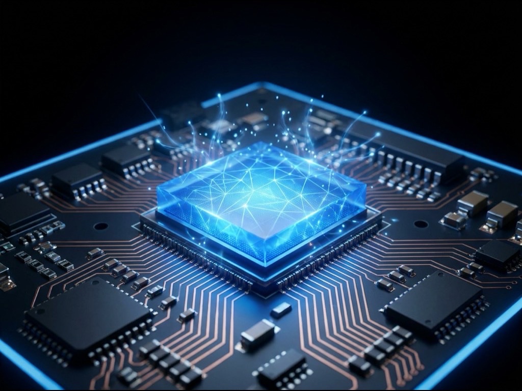 端末内蔵 AI チップのクローズアップ